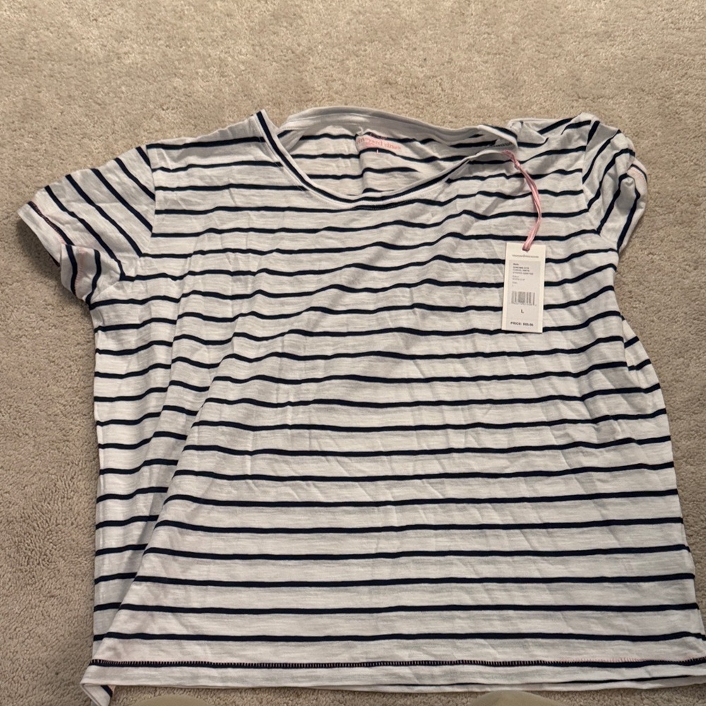 Vineyard Vines Navy and White Striped Short Sleeve Tee